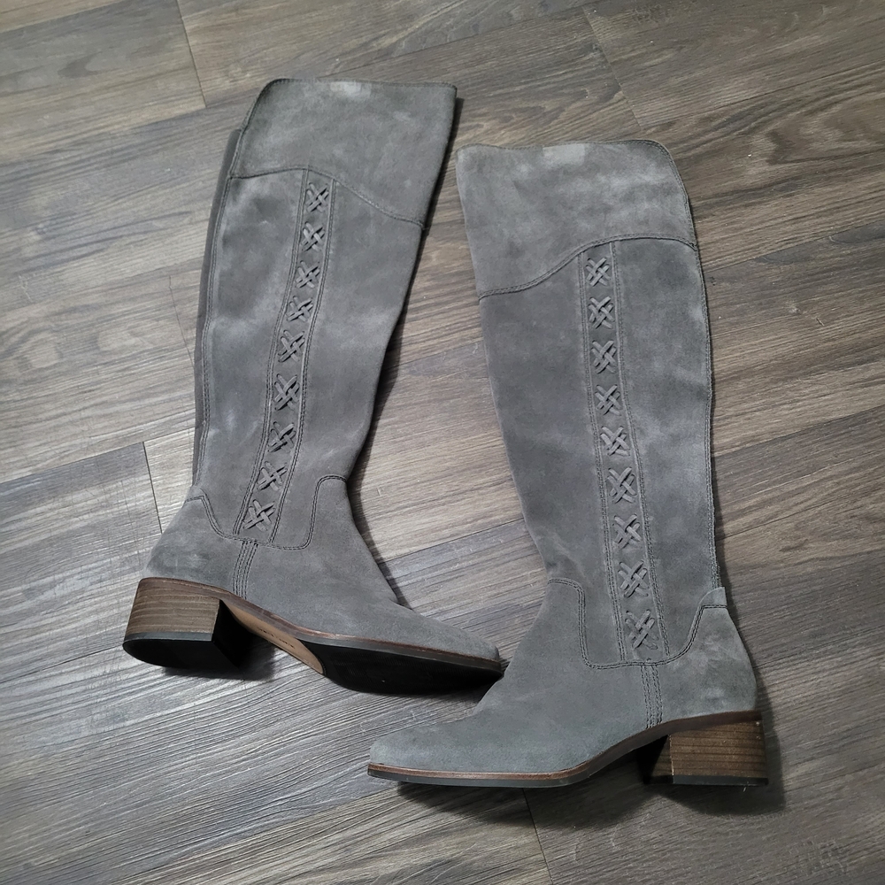 Vince Camuto Kreesell Knee High Boot Regular Calf M Grey Size 7.5 Suede - Picture 3 of 11